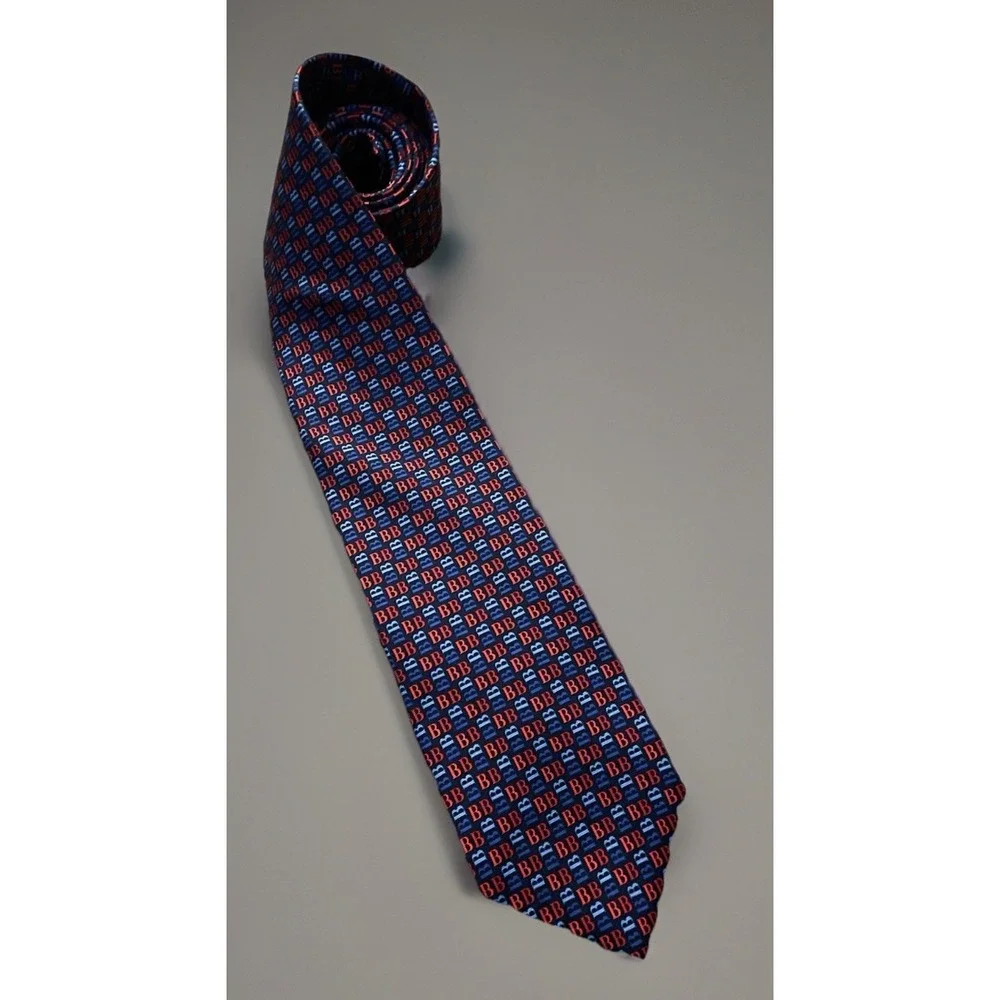 Brooks Brothers Neckwear Tie Blue Red BB All Over Pattern 100% Silk JBHS